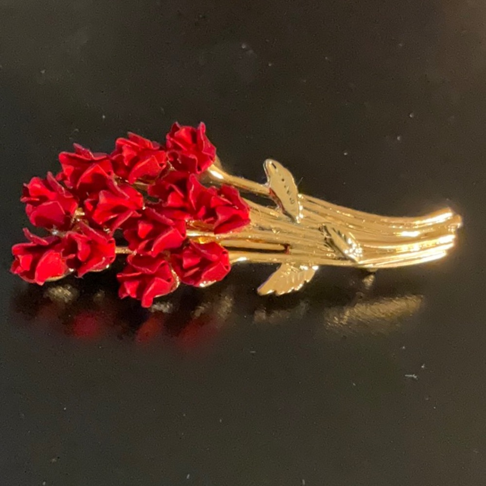 Vintage Bouquet of Roses Brooch by Danbury Mint & Avon